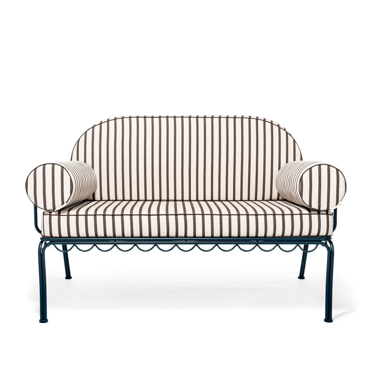 The Al Fresco Love Seat Cushion Cover Set - Monaco Black Stripe Al Fresco Love Seat Cushion Set Business & Pleasure Co.