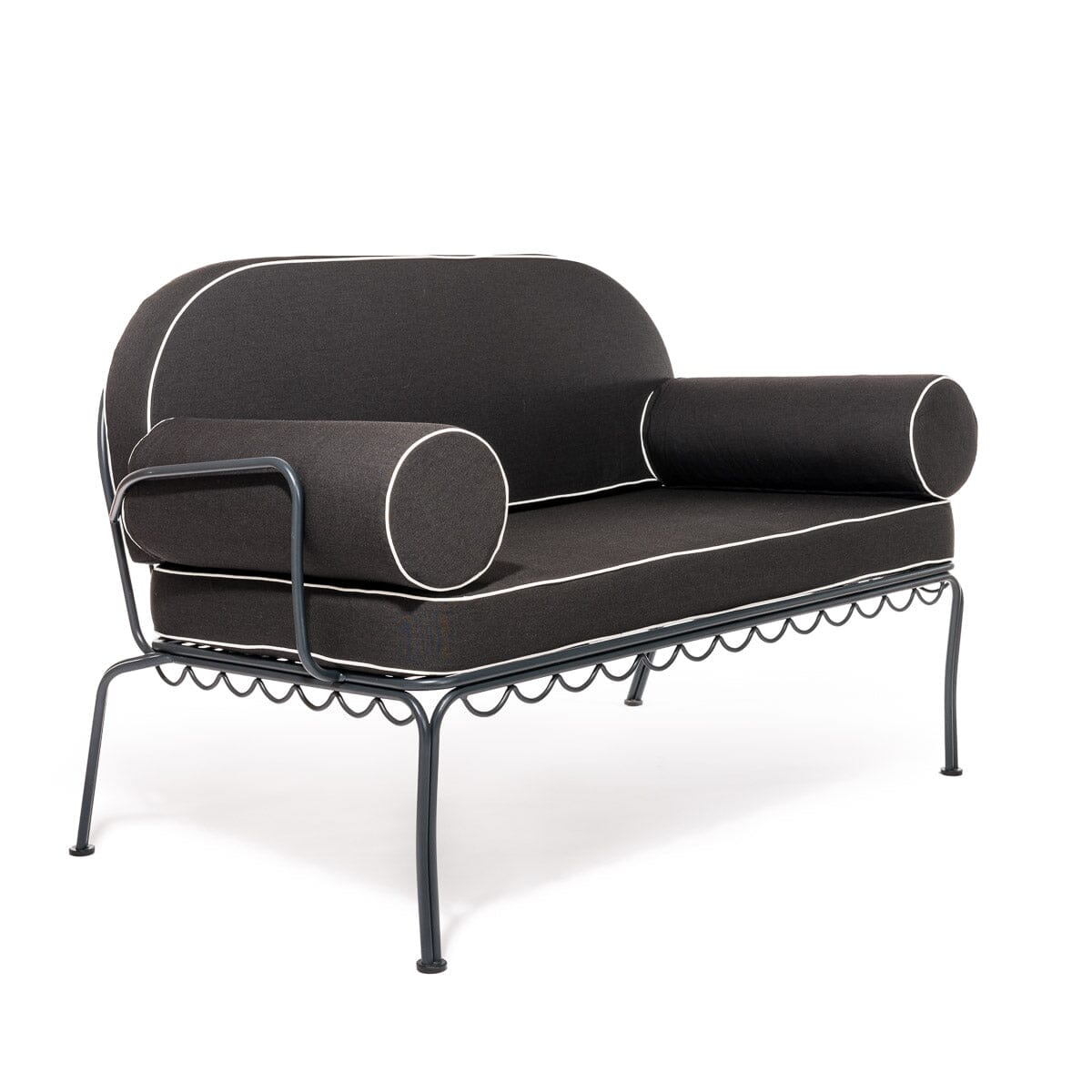 The Al Fresco Love Seat Cushion Cover Set - Rivie Black Al Fresco Love Seat Cushion Set Business & Pleasure Co.