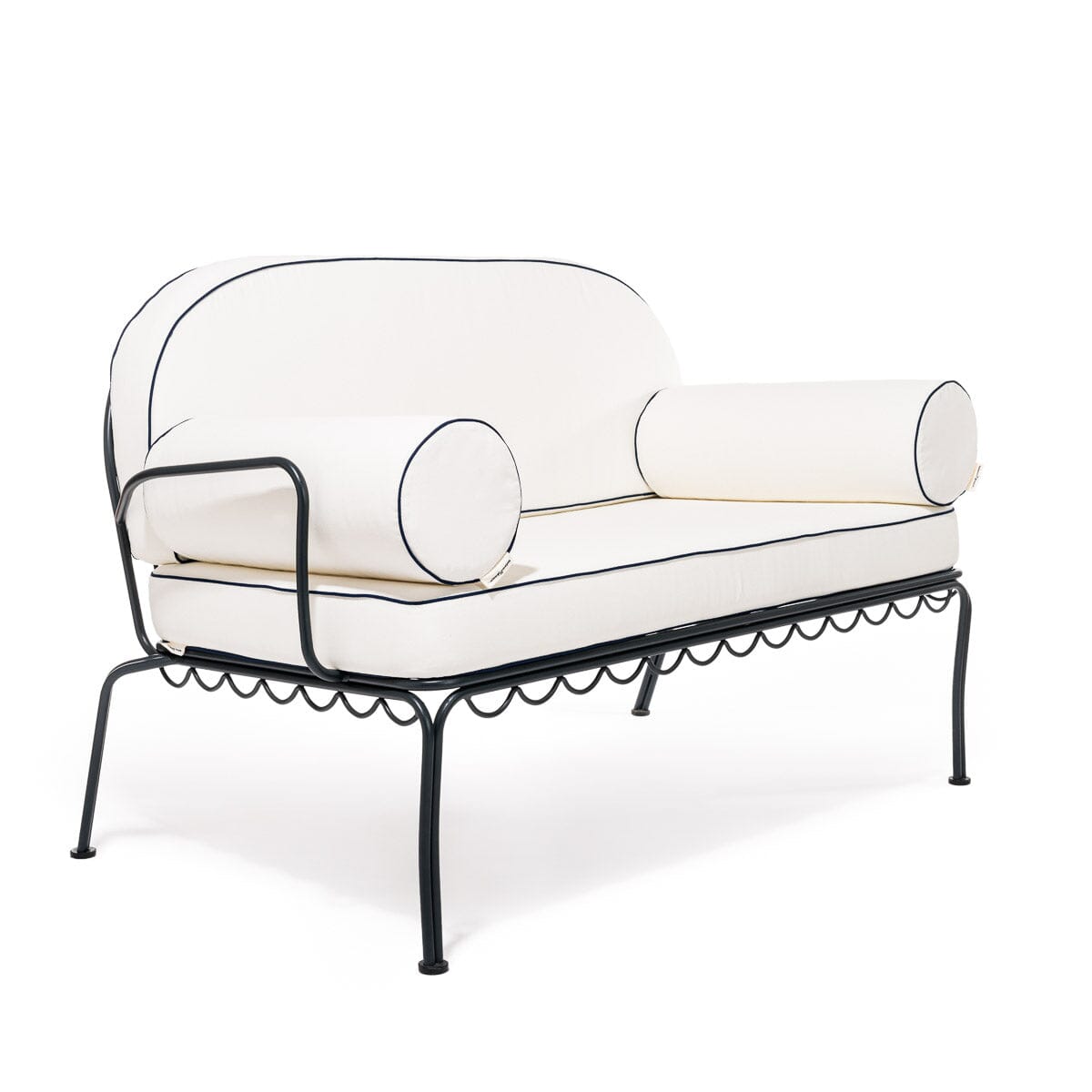 The Al Fresco Love Seat Cushion Cover Set - Rivie White Al Fresco Love Seat Cushion Set Business & Pleasure Co.