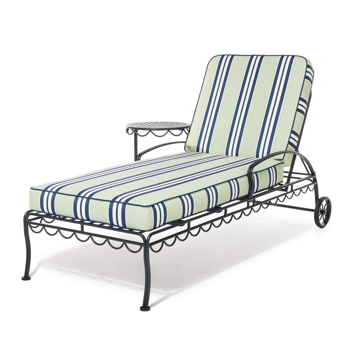 The Al Fresco Sun Lounger x Julia Berolzheimer in Green Stripes | Vintage Black Frame Al Fresco Sun Lounger Kit B&P x Julia Berolzheimer