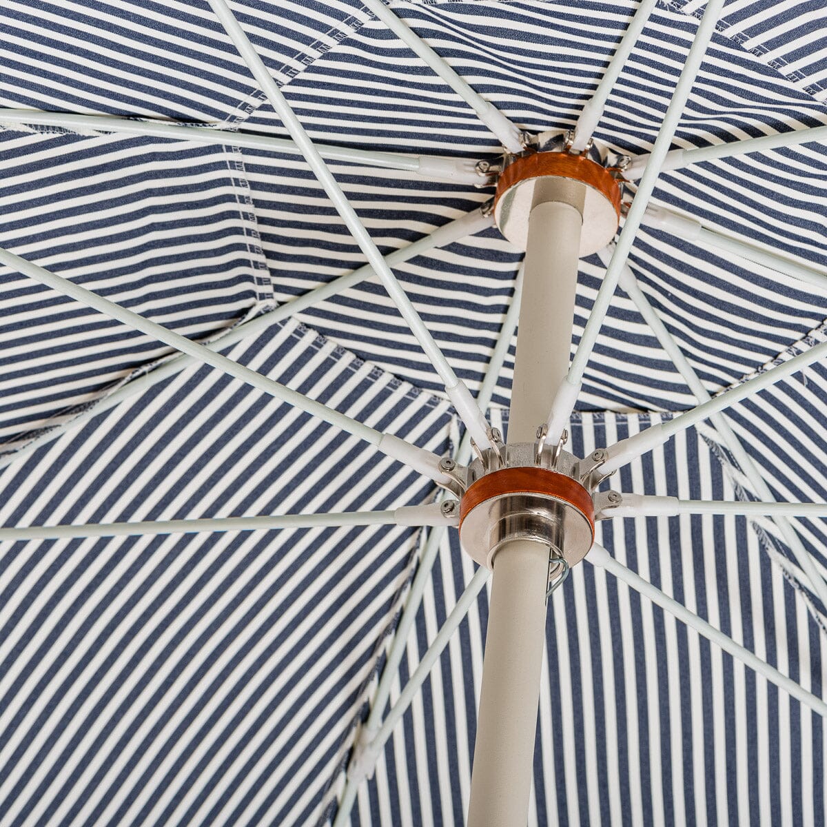 The Club Umbrella - Lauren's Navy Stripe Beach Club Umbrella Business & Pleasure Co Aus