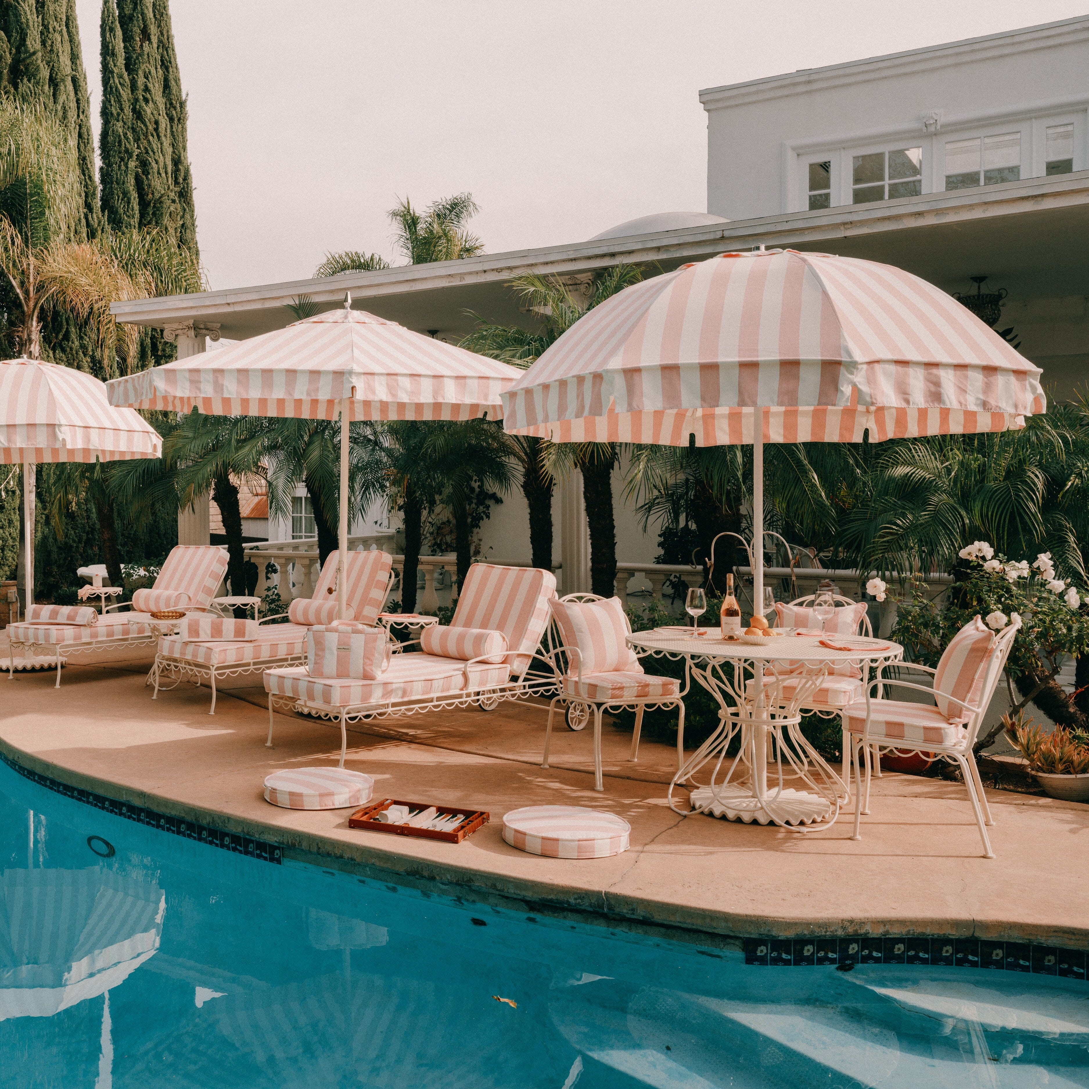 The Patio Umbrella - Crew Pink Stripe Patio Umbrella Business & Pleasure Co Aus