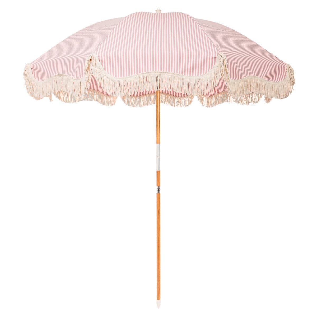 Product image of The Rio Fringed Umbrella - Lauren's Pink Stripe Rio Umbrella Business & Pleasure Co Aus