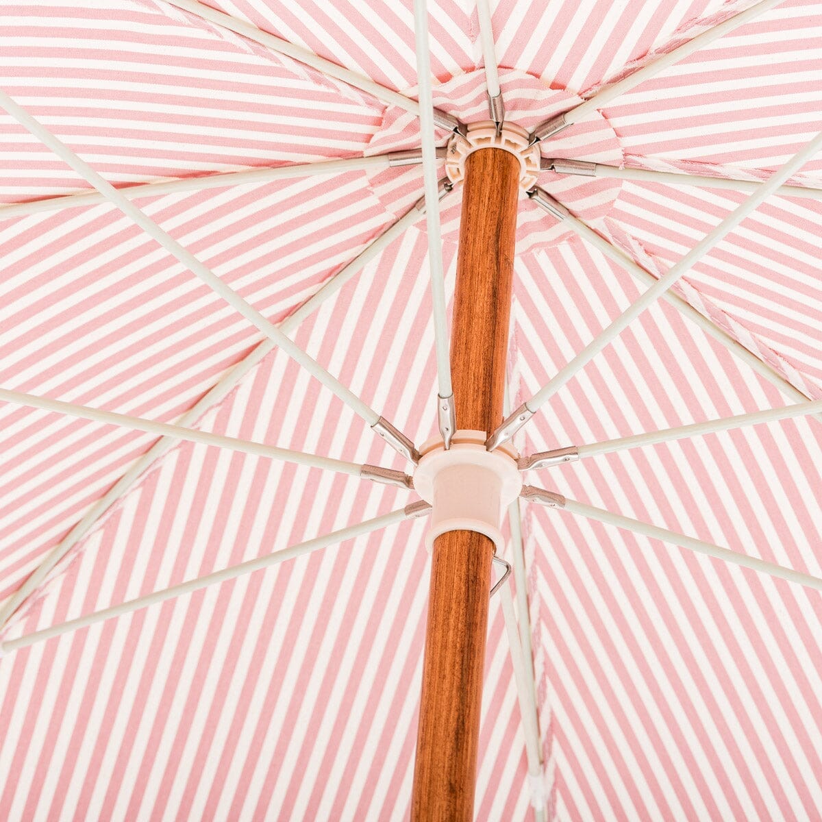 The Rio Fringed Umbrella - Lauren's Pink Stripe Rio Umbrella Business & Pleasure Co Aus