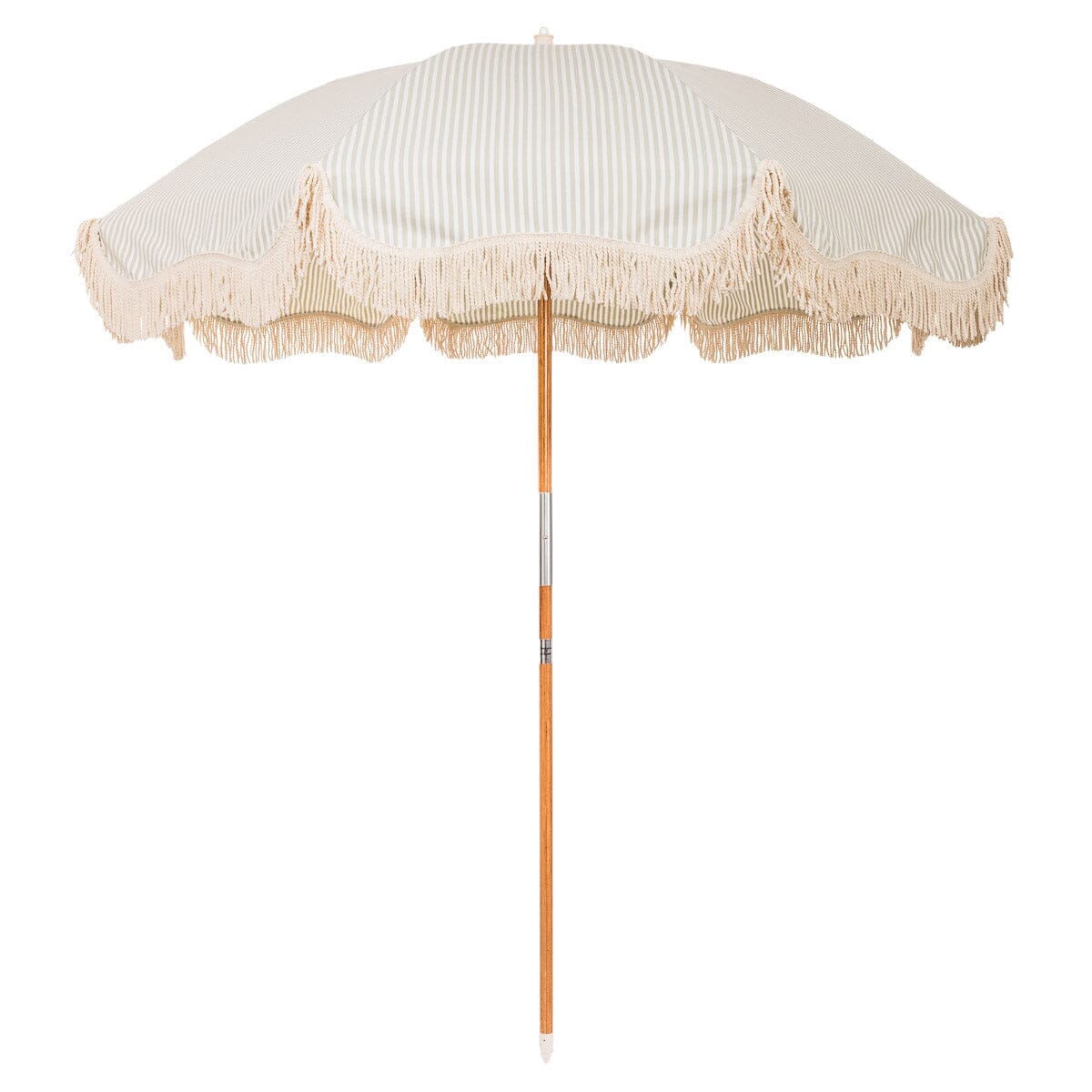 Product image of The Rio Fringed Umbrella - Lauren's Sage Stripe Rio Umbrella Business & Pleasure Co Aus