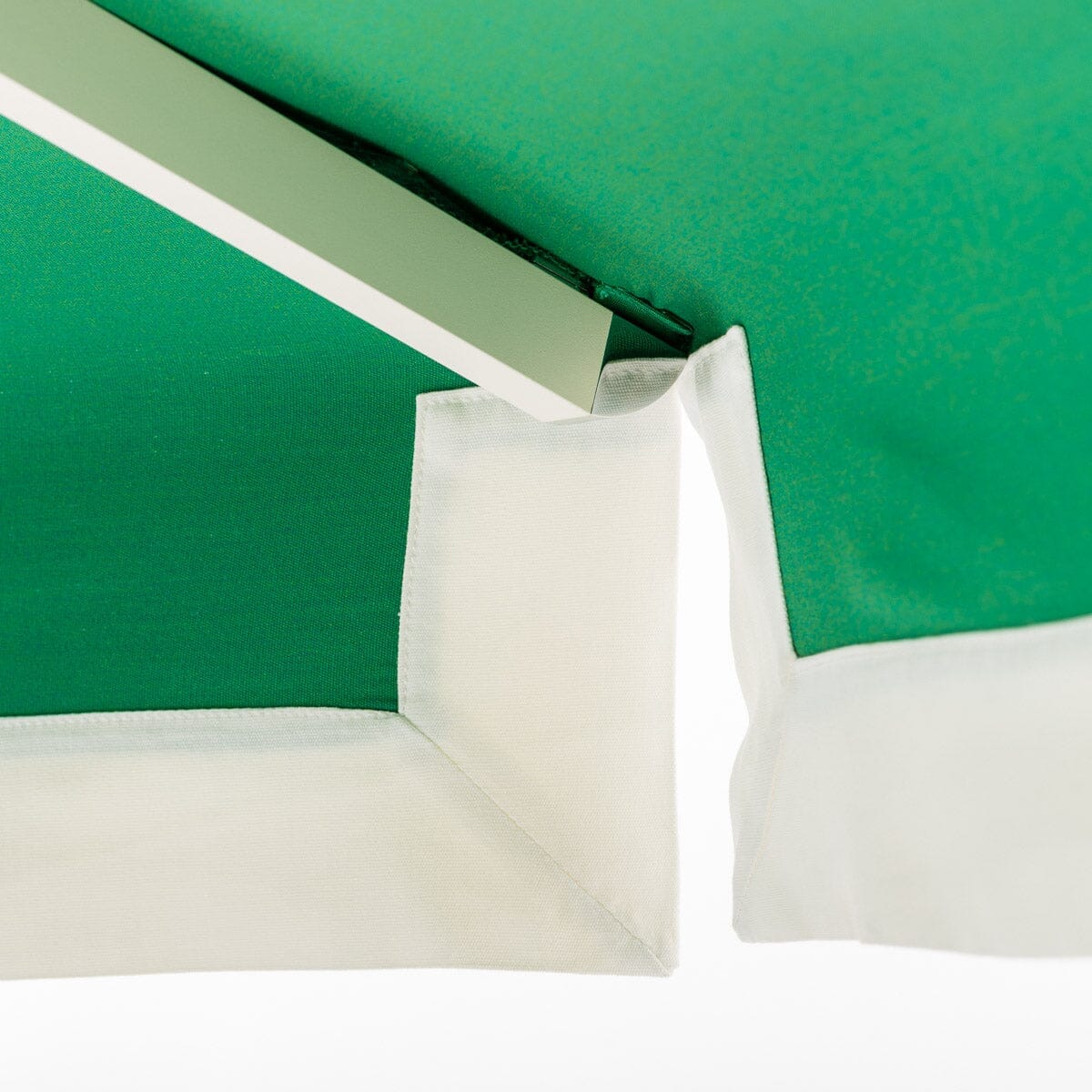 The Resort Market Umbrella in Border Valance Canyon Green | 8' Antique White Frame Resort Market Umbrella Kit Business & Pleasure Co.