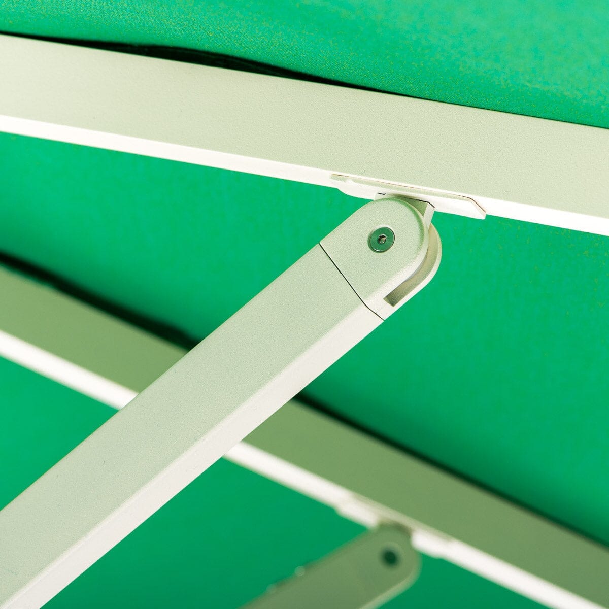 The Resort Market Umbrella in Border Valance Canyon Green | 8' Antique White Frame Resort Market Umbrella Kit Business & Pleasure Co.