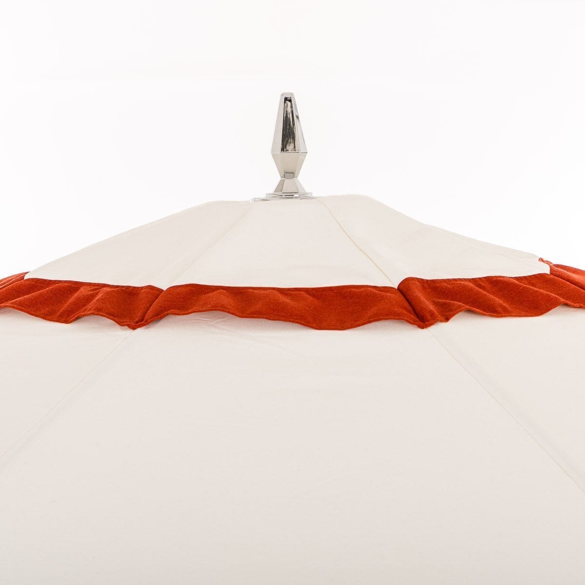 The Resort Market Umbrella in Border Valance Le Sirenuse | 10' Antique White Frame Resort Market Umbrella Kit Business & Pleasure Co.