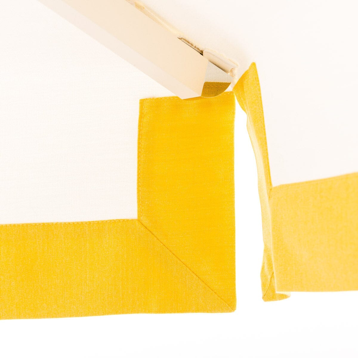 The Resort Market Umbrella in Border Valance Mimosa Yellow | 8' Antique White Frame Resort Market Umbrella Kit Business & Pleasure Co.