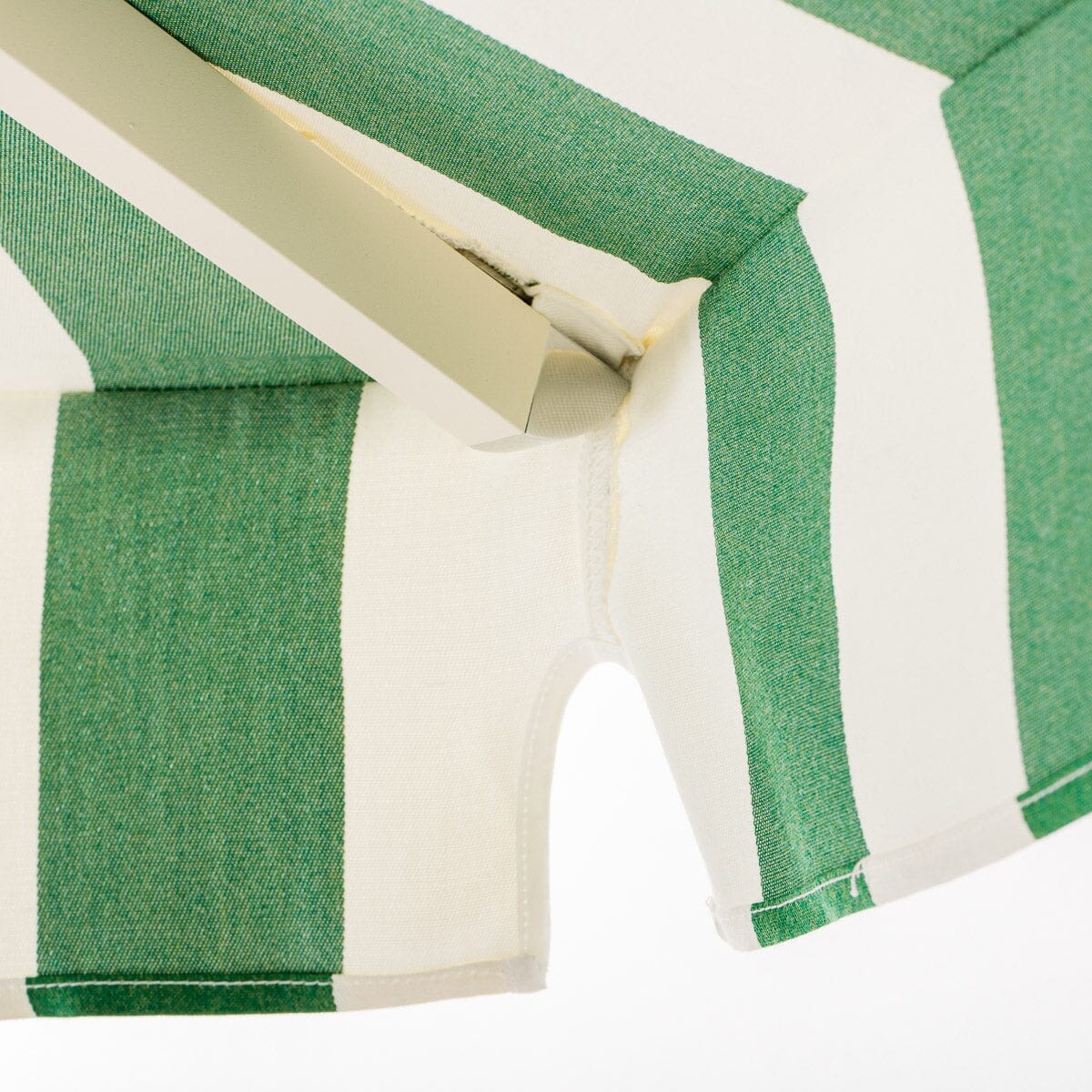 The Resort Market Umbrella in Crew Canyon Green Stripe | 10' Antique White Frame Resort Market Umbrella Kit Business & Pleasure Co.