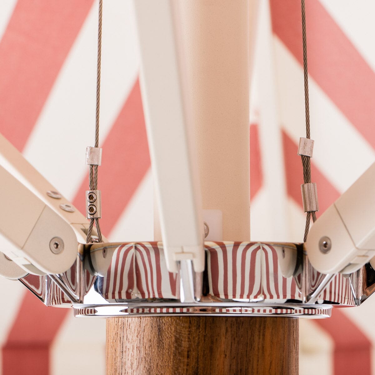 The Resort Market Umbrella in Crew Le Sirenuse Stripe | 8' Antique White Frame Resort Market Umbrella Kit Business & Pleasure Co.