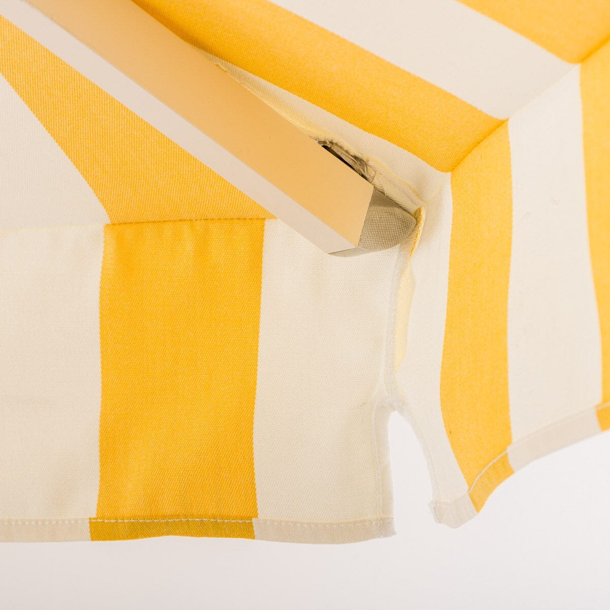 The Resort Market Umbrella in Crew Mimosa Yellow Stripe | 10' Antique White Frame Resort Market Umbrella Kit Business & Pleasure Co.