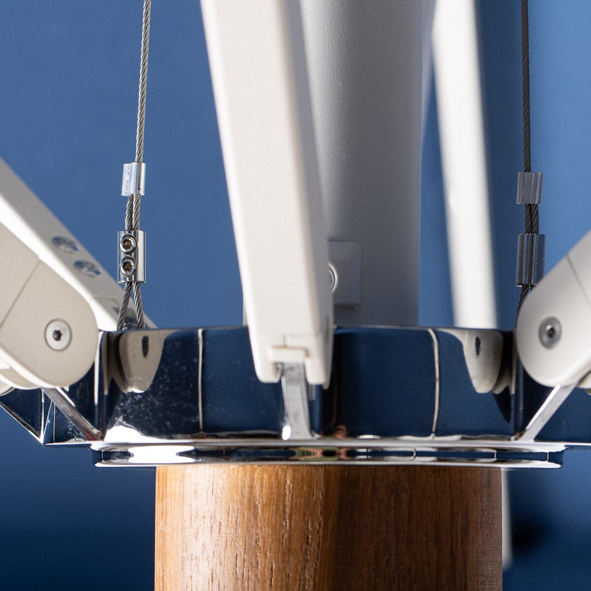 The Resort Market Umbrella x Julia Berolzheimer in Rivie Slate | 10' Antique White Frame Resort Market Umbrella Kit B&P x Julia Berolzheimer