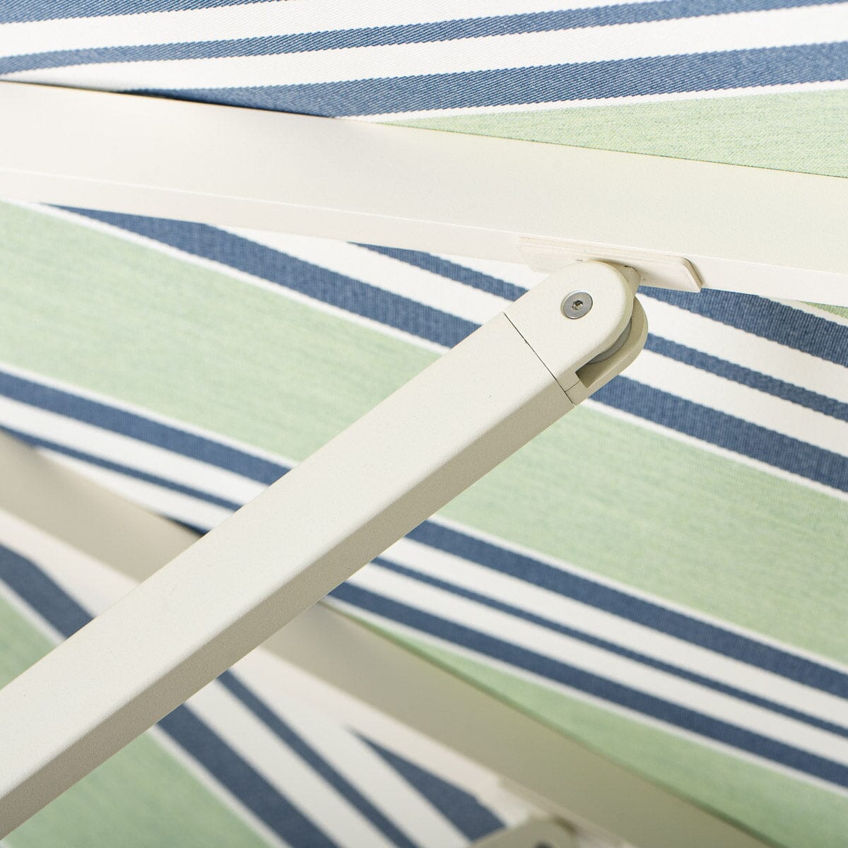 The Resort Market Umbrella x Julia Berolzheimer in Green Stripes | 10' Antique White Frame Resort Market Umbrella Kit B&P x Julia Berolzheimer