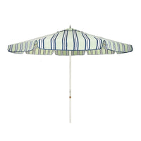 The Resort Market Umbrella x Julia Berolzheimer in Green Stripes | 10' Antique White Frame