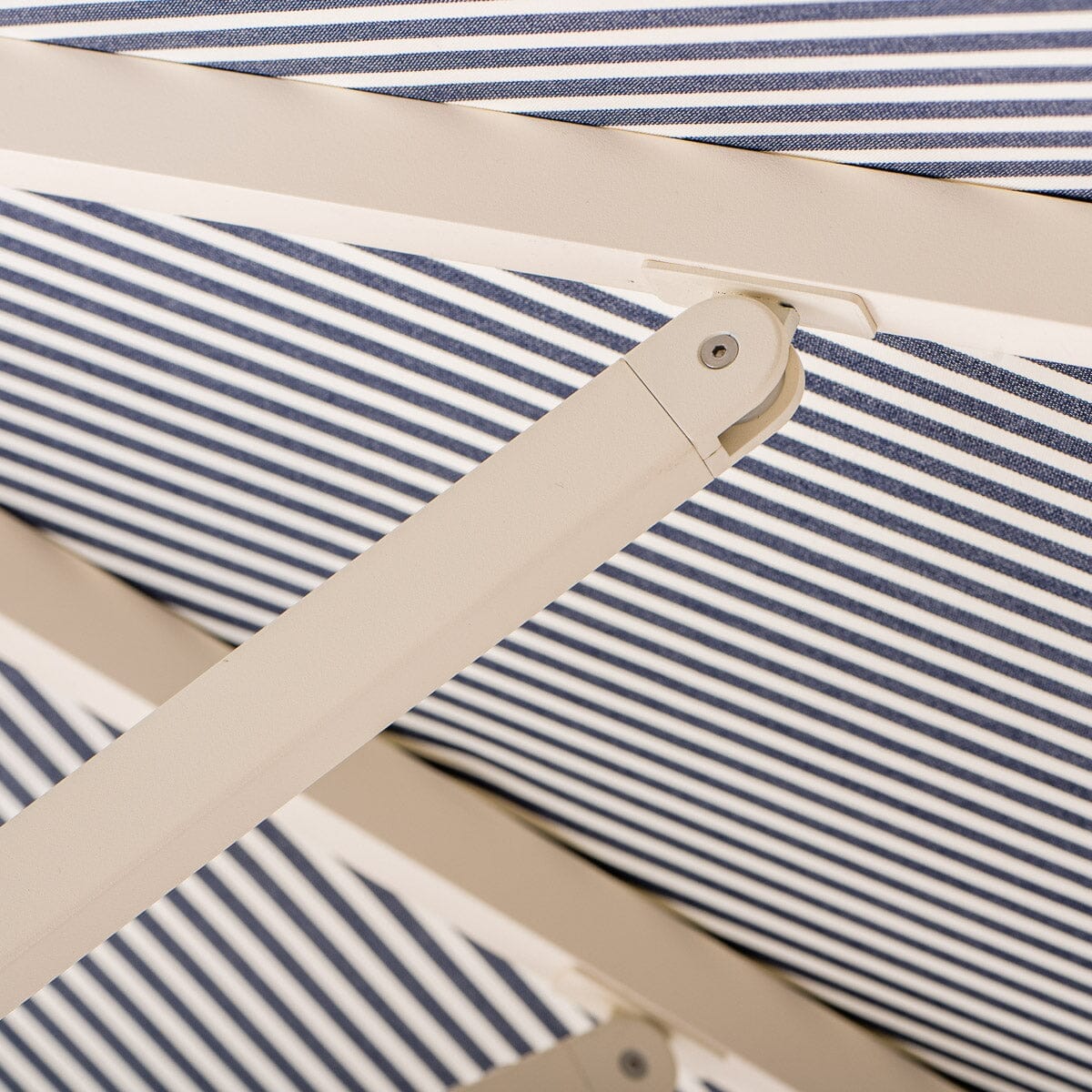 The Resort Market Umbrella in Lauren's Navy Stripe | 10' Antique White Frame Resort Market Umbrella Kit Business & Pleasure Co.
