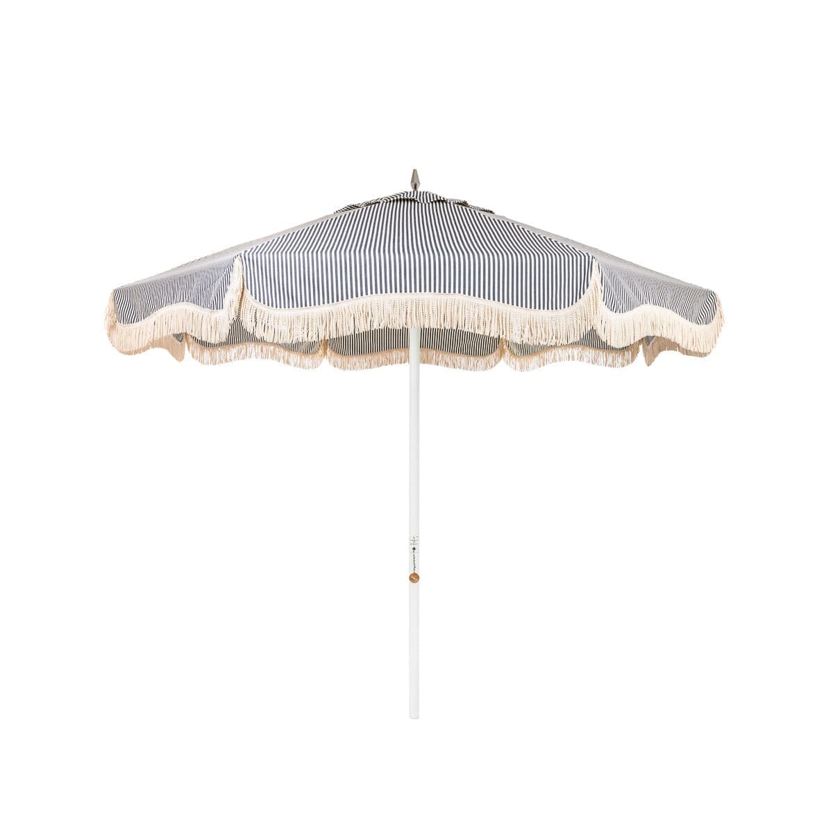 The Resort Market Umbrella in Lauren's Navy Stripe | 8' Antique White Frame Resort Market Umbrella Kit Business & Pleasure Co.