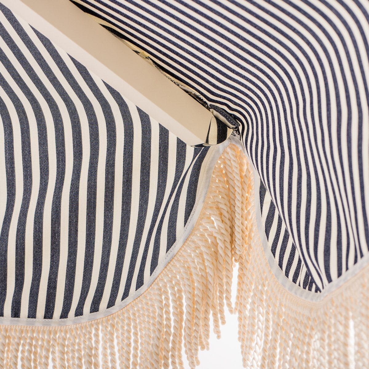 The Resort Market Umbrella in Lauren's Navy Stripe | 8' Antique White Frame Resort Market Umbrella Kit Business & Pleasure Co.