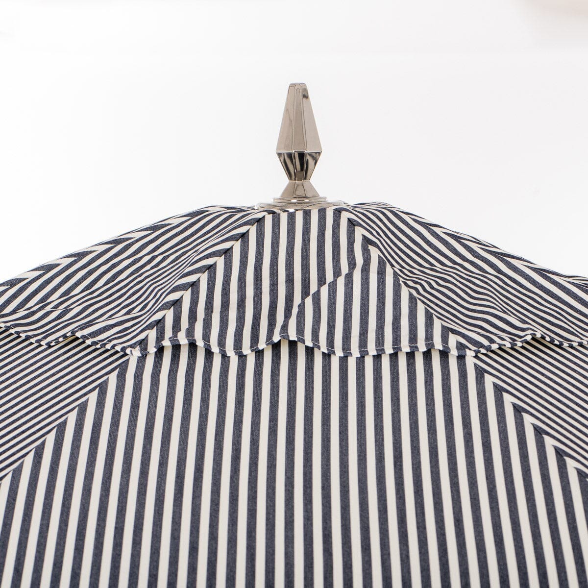 The Resort Market Umbrella in Lauren's Navy Stripe | 8' Antique White Frame Resort Market Umbrella Kit Business & Pleasure Co.