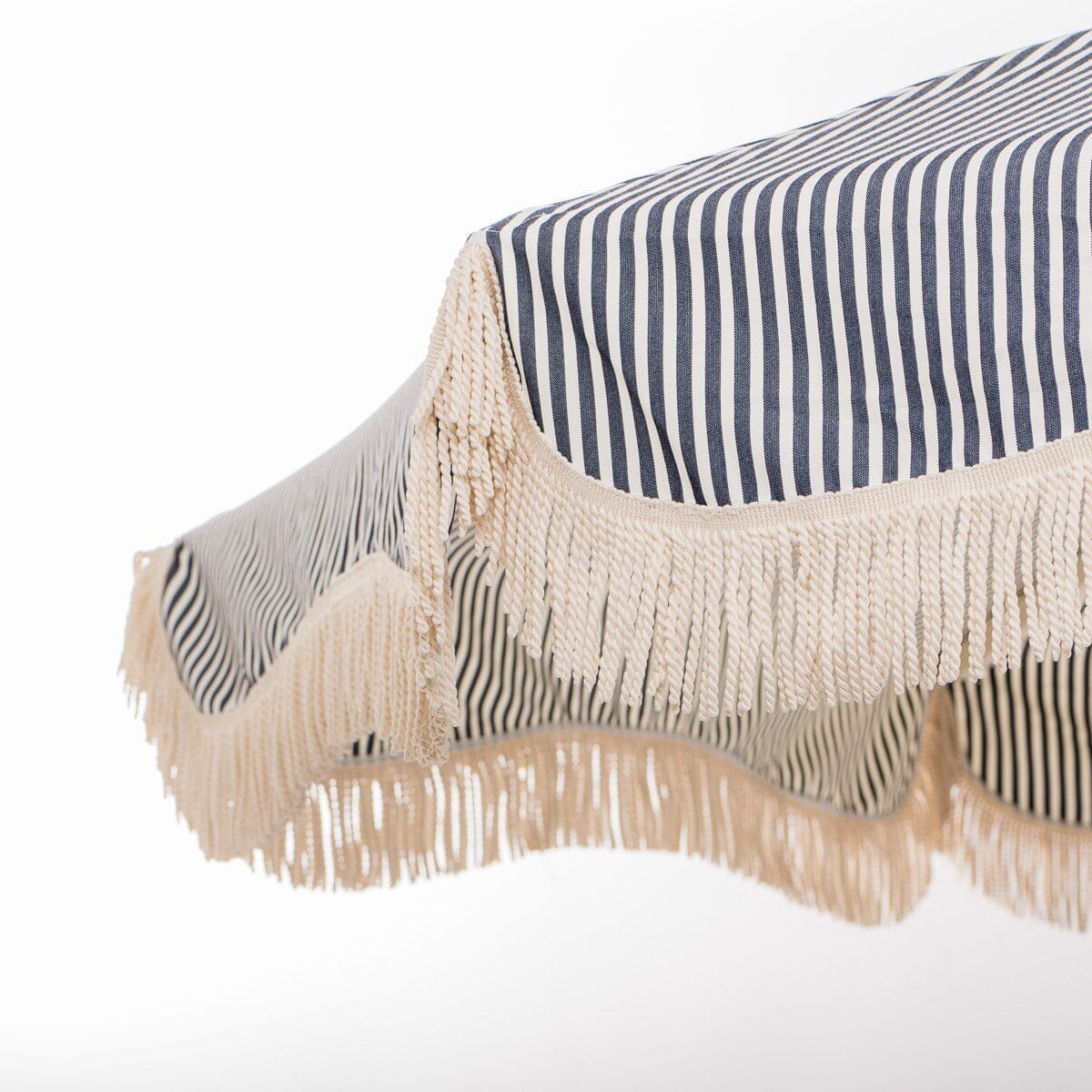 The Resort Market Umbrella in Lauren's Navy Stripe | 8' Antique White Frame Resort Market Umbrella Kit Business & Pleasure Co.