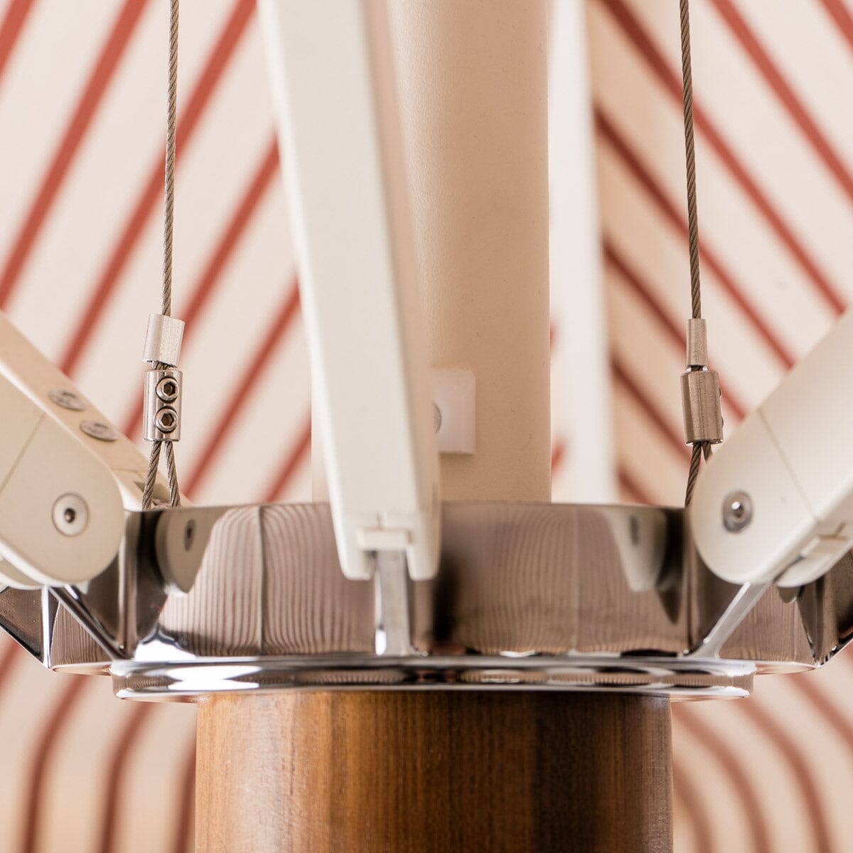 The Resort Market Umbrella in Monaco Le Sirenuse Stripe | 10' Antique White Frame Resort Market Umbrella Kit Business & Pleasure Co.