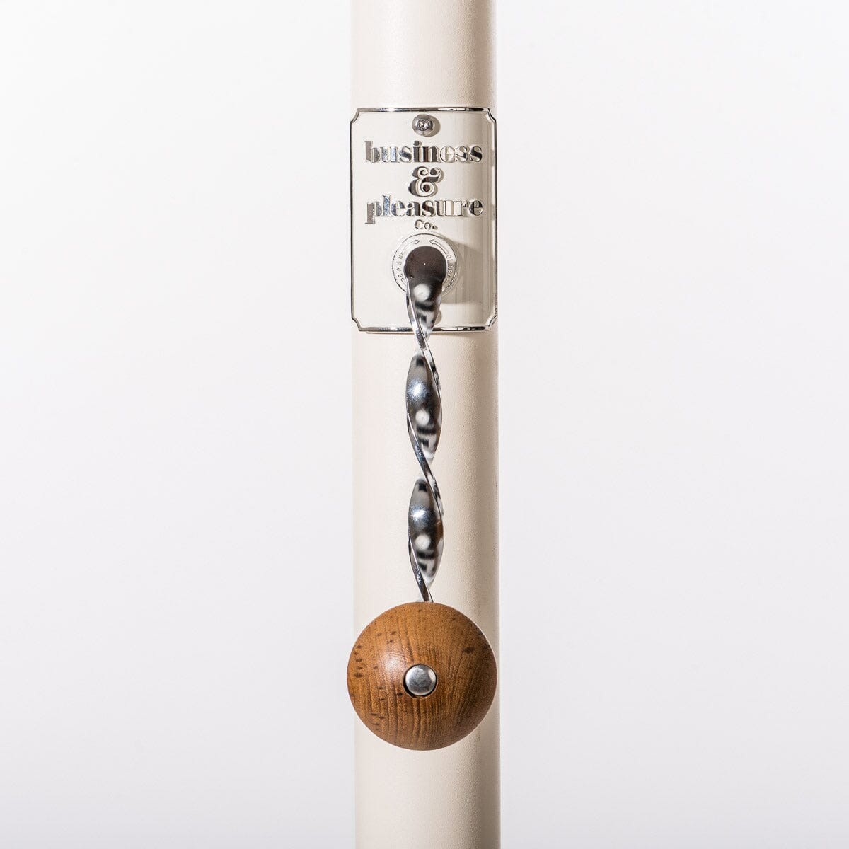 The Resort Market Umbrella in Monaco Le Sirenuse Stripe | 10' Antique White Frame Resort Market Umbrella Kit Business & Pleasure Co.