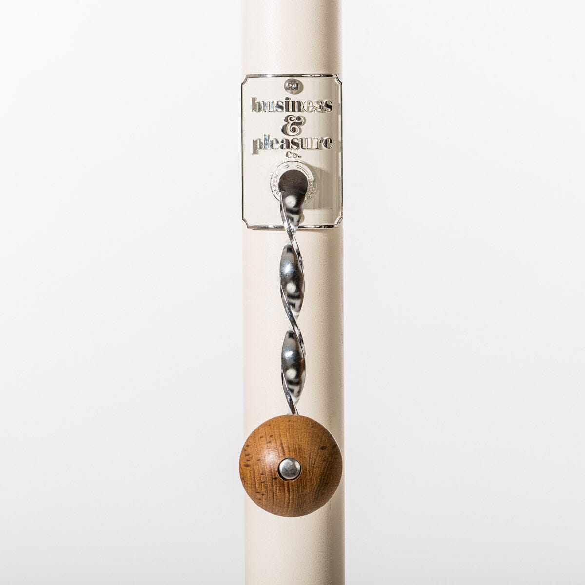 The Resort Market Umbrella in Tuuli Stripe Blue | 10' Antique White Frame Resort Market Umbrella Kit Business & Pleasure Co.