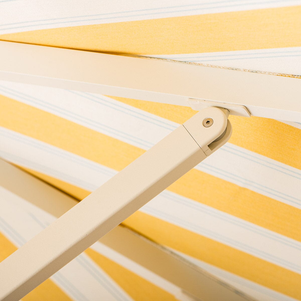 The Resort Market Umbrella in Tuuli Stripe Yellow | 10' Antique White Frame Resort Market Umbrella Kit Business & Pleasure Co.
