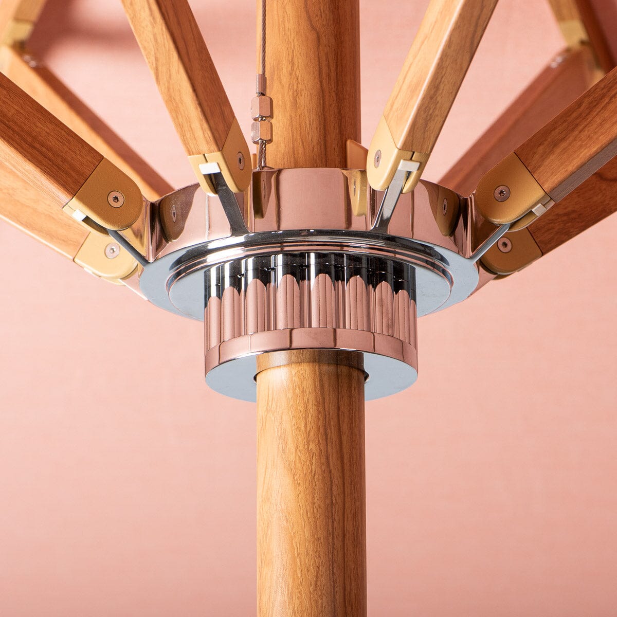The Resort Market Umbrella in Rivie Pink | Transfer Teak Frame Resort Market Umbrella Kit Business & Pleasure Co Aus