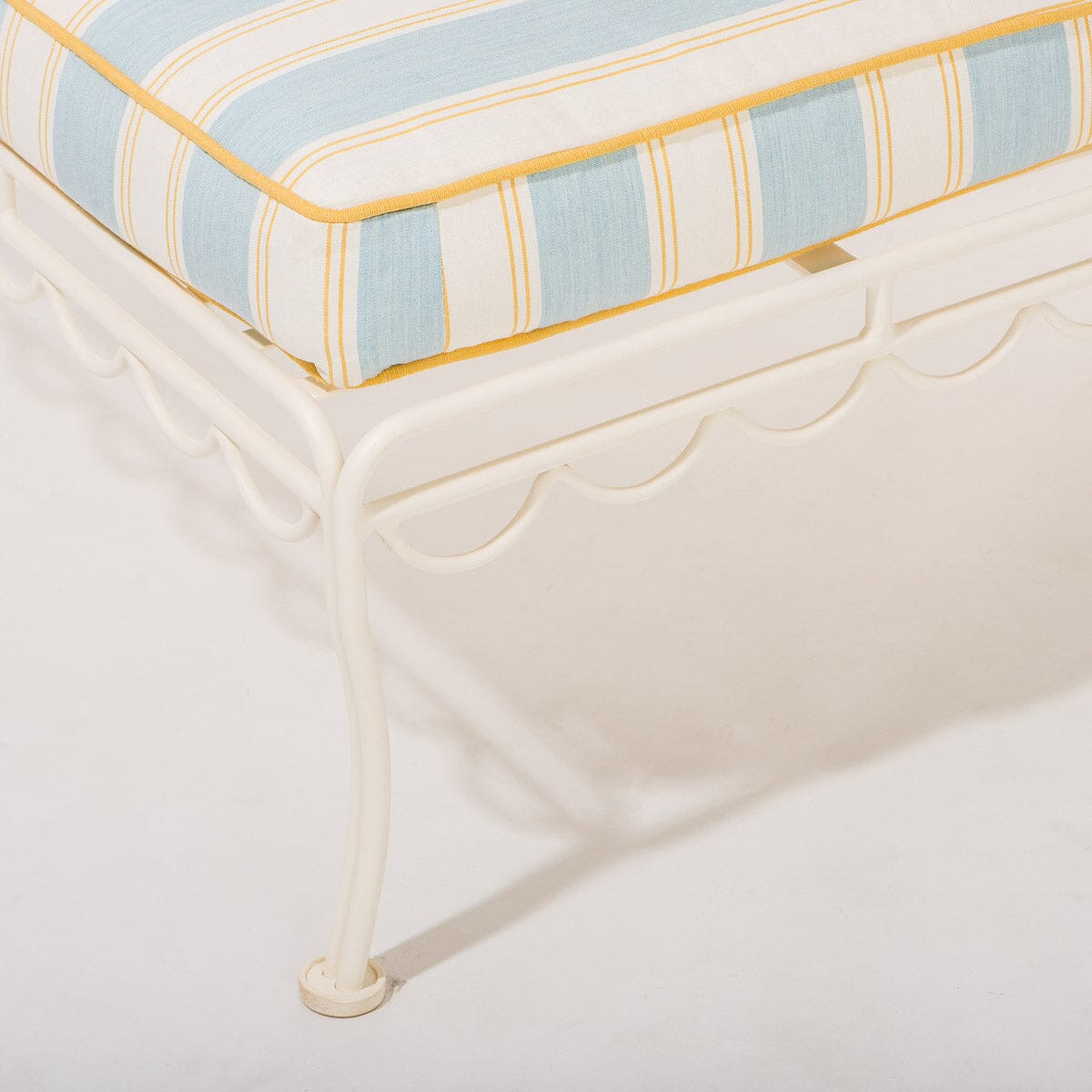 The Al Fresco Sun Lounger in Tuuli Stripe Blue | Antique White Frame Al Fresco Sun Lounger Kit Business & Pleasure Co.