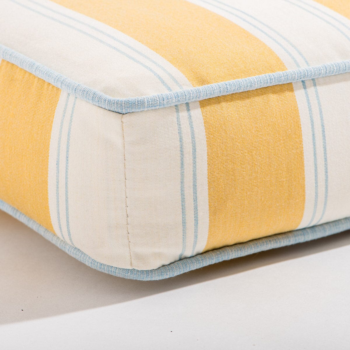 The Al Fresco Sun Lounger in Tuuli Stripe Yellow | Antique White Frame Al Fresco Sun Lounger Kit Business & Pleasure Co.