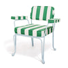 Swatch for The Waterhouse Dining Chair in Crew Canyon Green Stripe | Powder Blue Frame