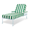Swatch for The Waterhouse Sun Lounger in Crew Canyon Green Stripe | Powder Blue Frame