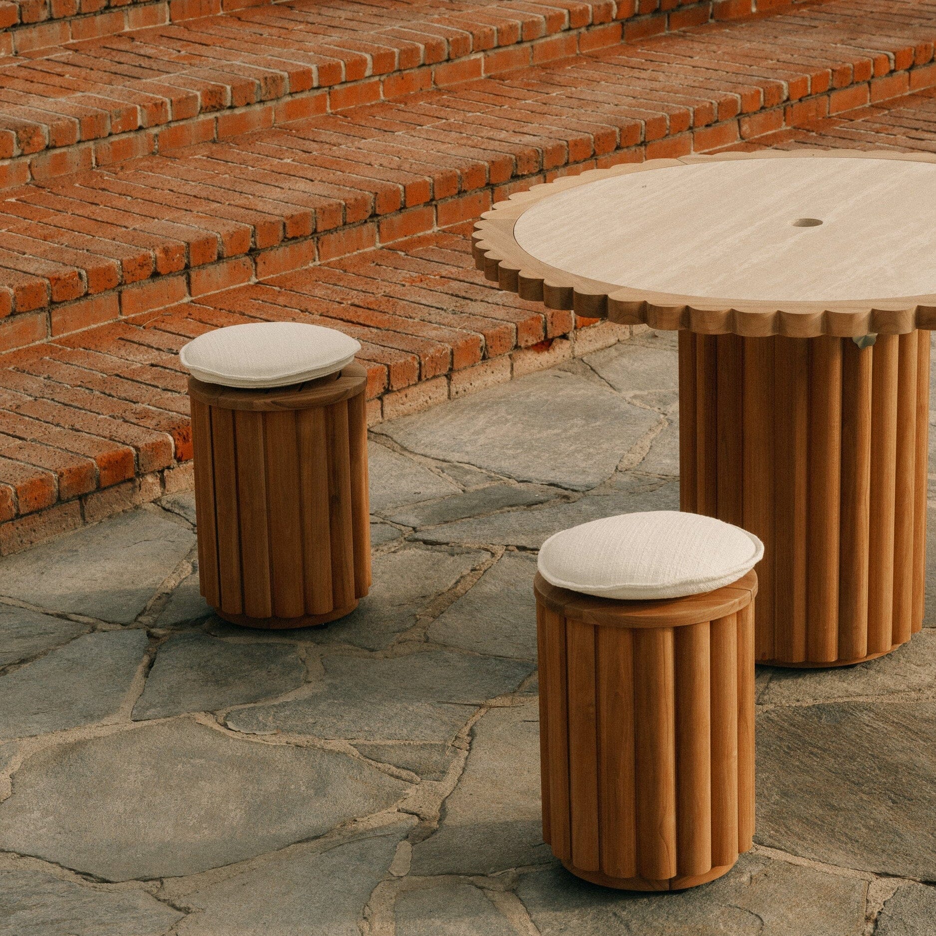The Daisy Stool - Teakwood Daisy Stool Cushion Business & Pleasure Co Aus