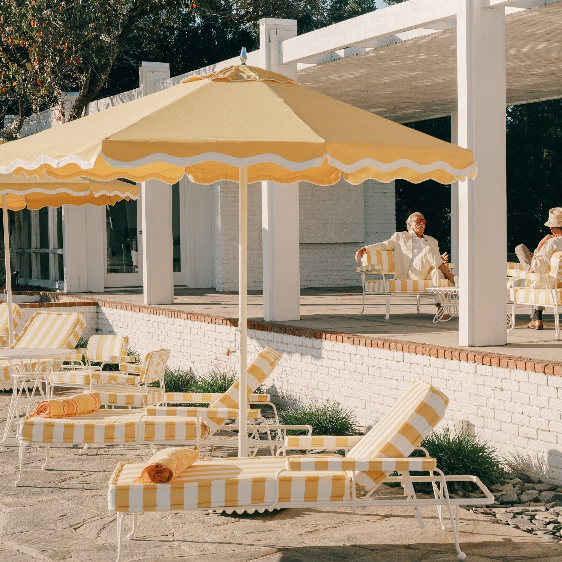 Resort Market Umbrella | Rivie Mimosa & Antique White Frame Resort Market Umbrella Kit Business & Pleasure Co Aus