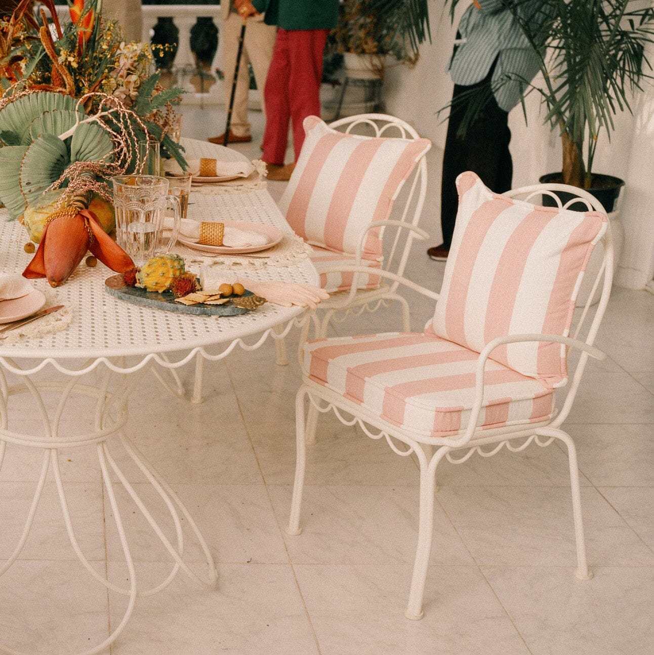 Al Fresco Dining Chair in Crew Pink Stripe | Antique White Frame Al Fresco Dining Chair Business & Pleasure Co Aus