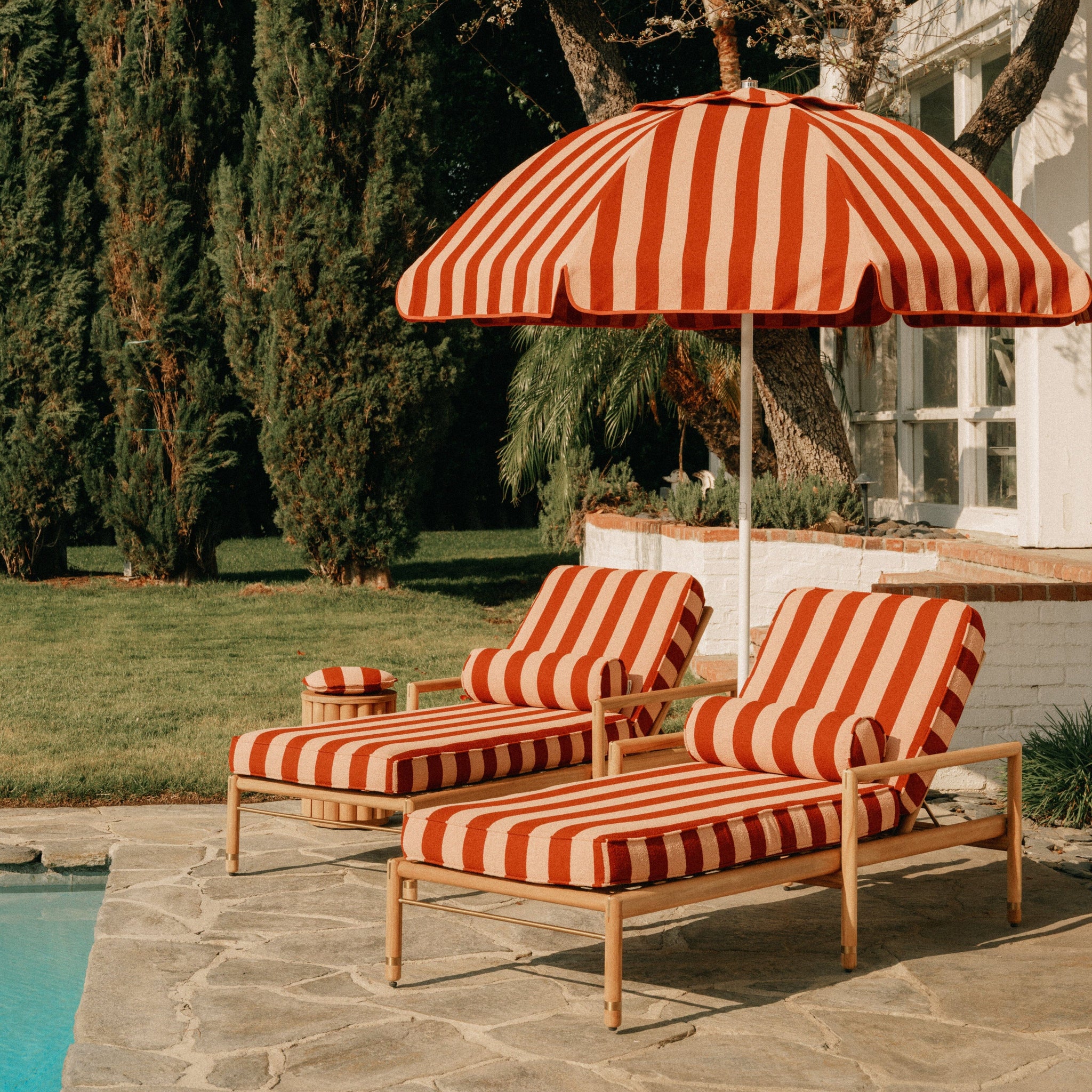 The Patio Umbrella - Terry Terracotta Stripe