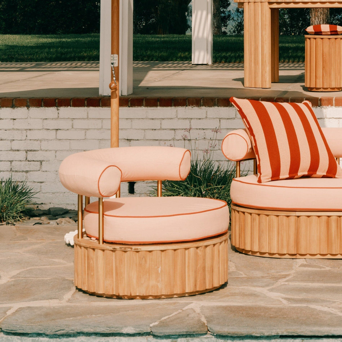 Daisy Accent Chair in Rivie Pink | Teakwood Frame Daisy Accent Chair Kit Business & Pleasure Co Aus
