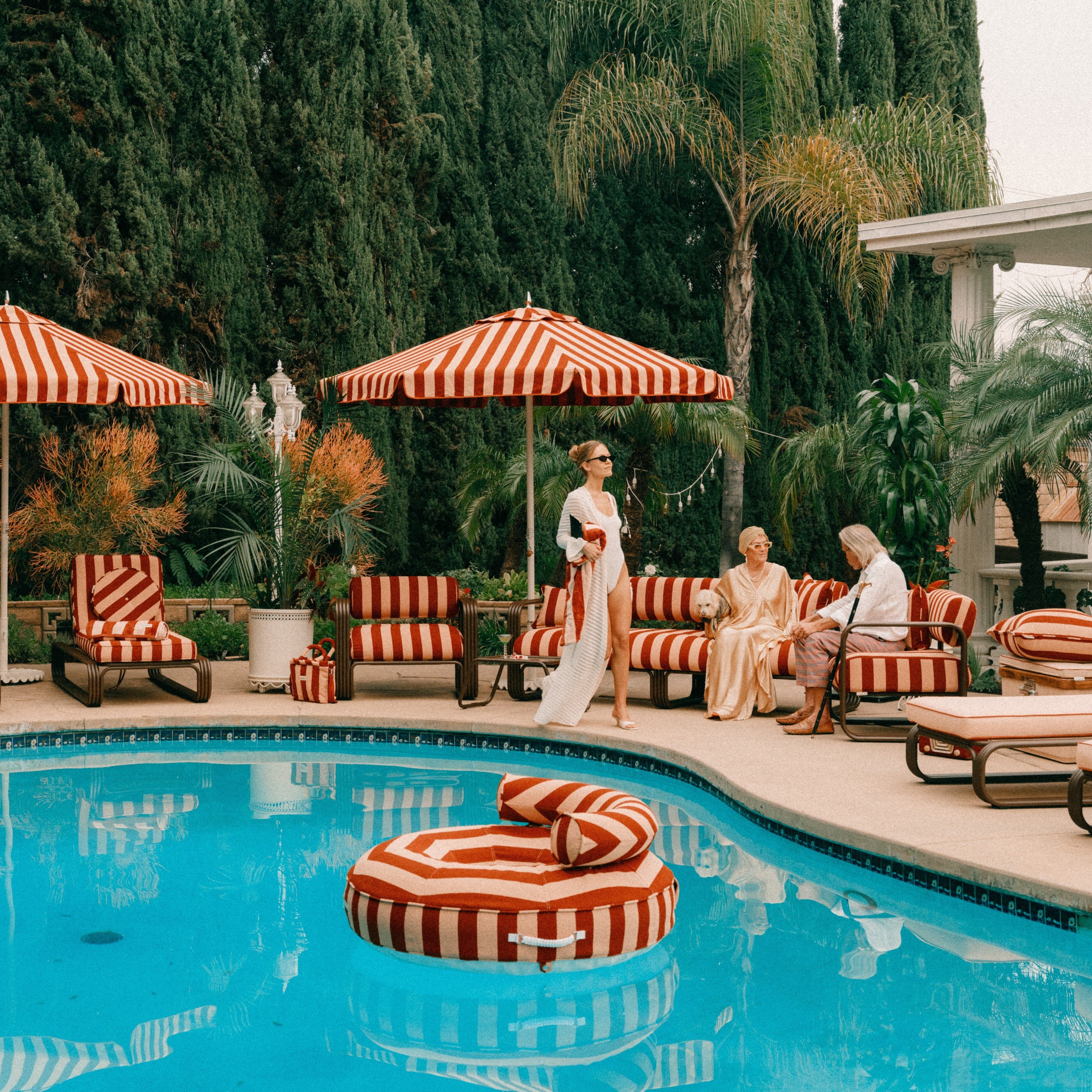 The Canvas Pool Ring - Terry Terracotta Stripe Canvas Pool Ring Business & Pleasure Co Aus