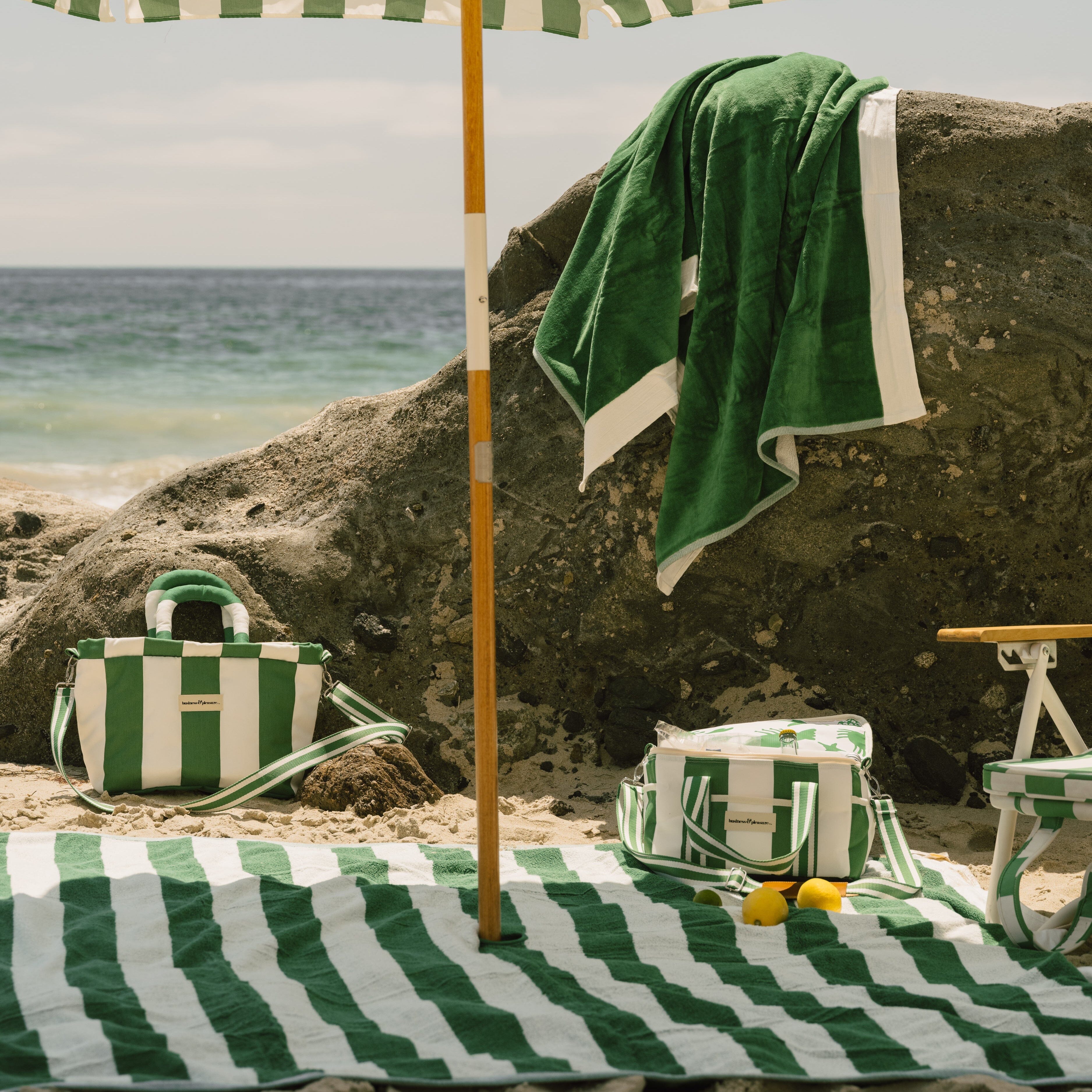 The Cloud Cooler Tote Bag - Crew Canyon Green Stripe Cloud Cooler Tote Bag Business & Pleasure Co.