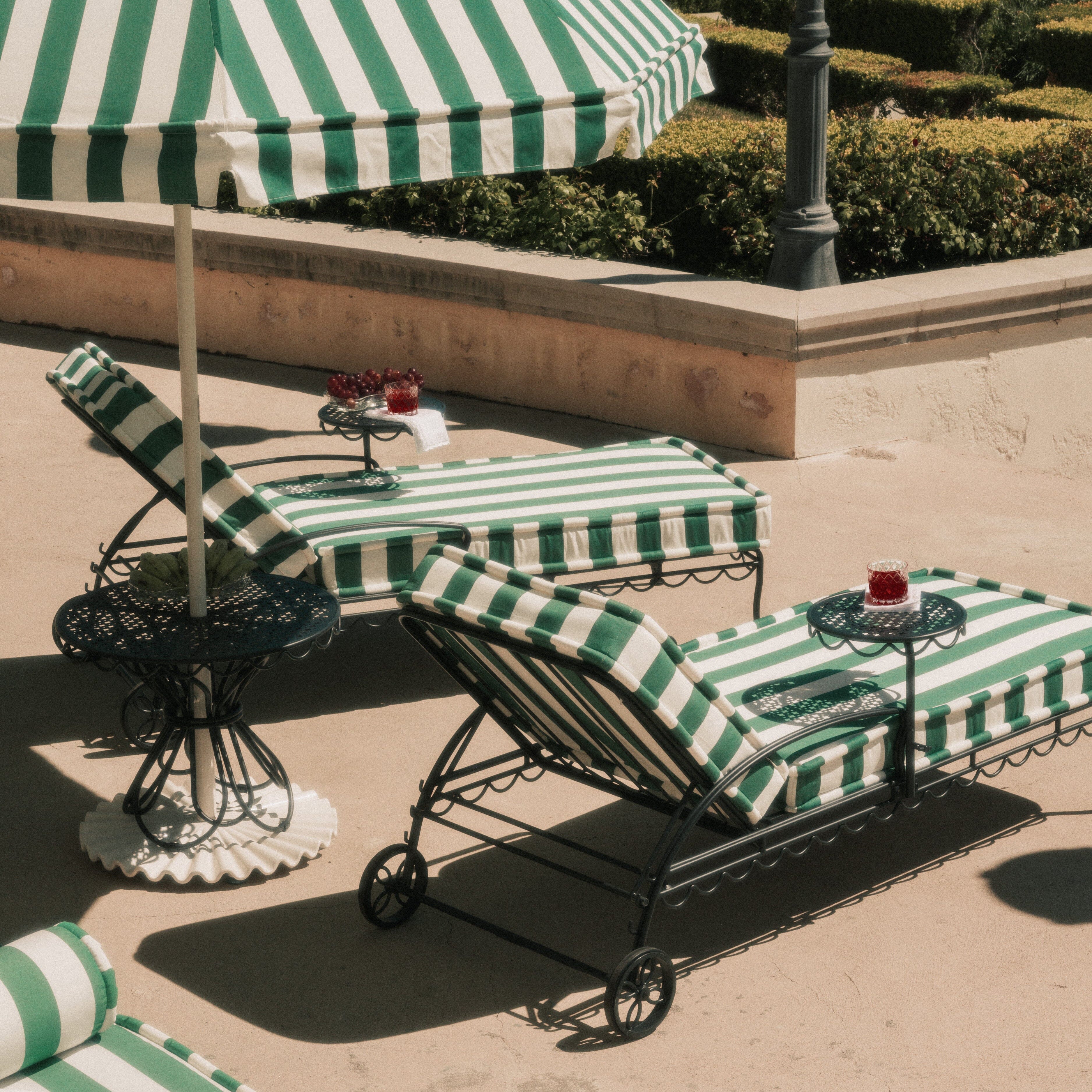 The Sun Lounger Slip Cover - Crew Canyon Green Stripe Sun Lounger Slip Cover Business & Pleasure Co.