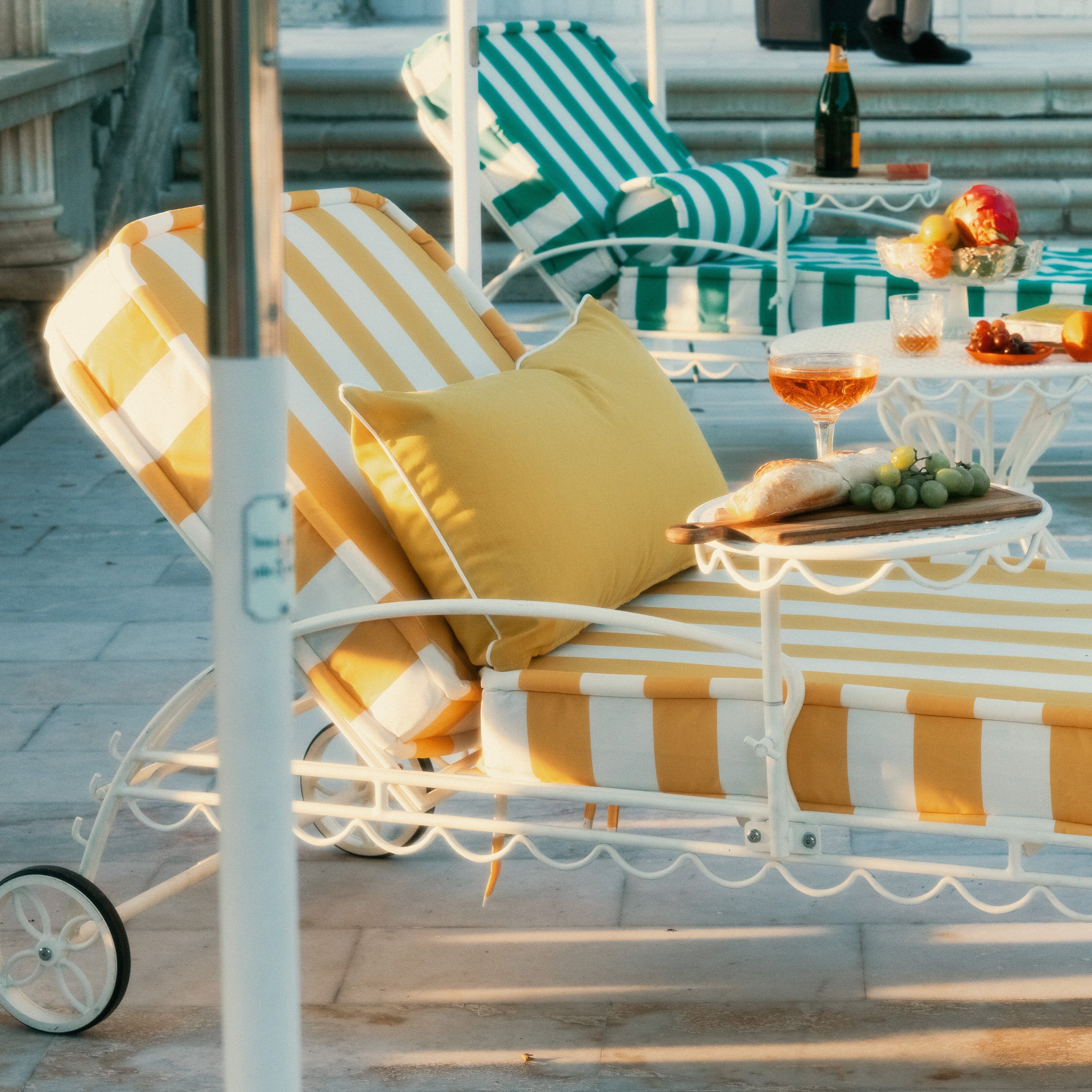 The Sun Lounger Slip Cover - Crew Mimosa Yellow Stripe Sun Lounger Slip Cover Business & Pleasure Co.