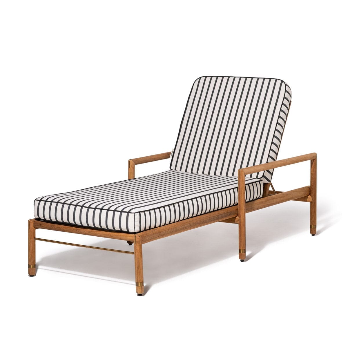 Product image of The WES Sun Lounger in Monaco Black Stripe | Teakwood Gold Frame Wes Sun Lounger Kit Business & Pleasure Co Aus