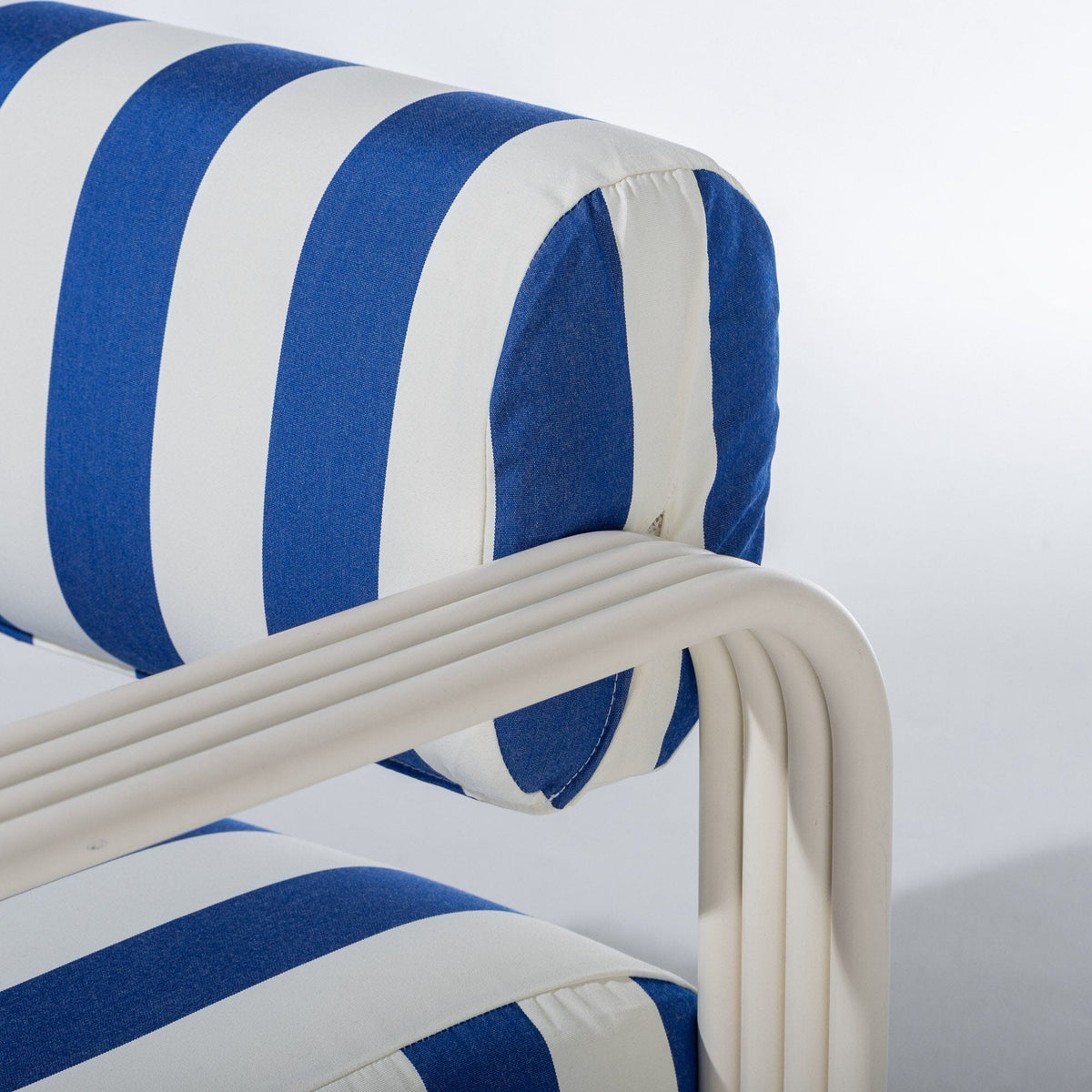 Contini Accent Chair in Crew Mediterranean Blue Stripe | Antique White Frame Contini Accent Chair Kit Business & Pleasure Co Aus