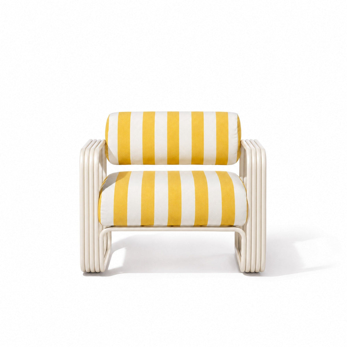 Contini Accent Chair in Crew Mimosa Yellow Stripe | Antique White Frame Contini Accent Chair Kit Business & Pleasure Co Aus