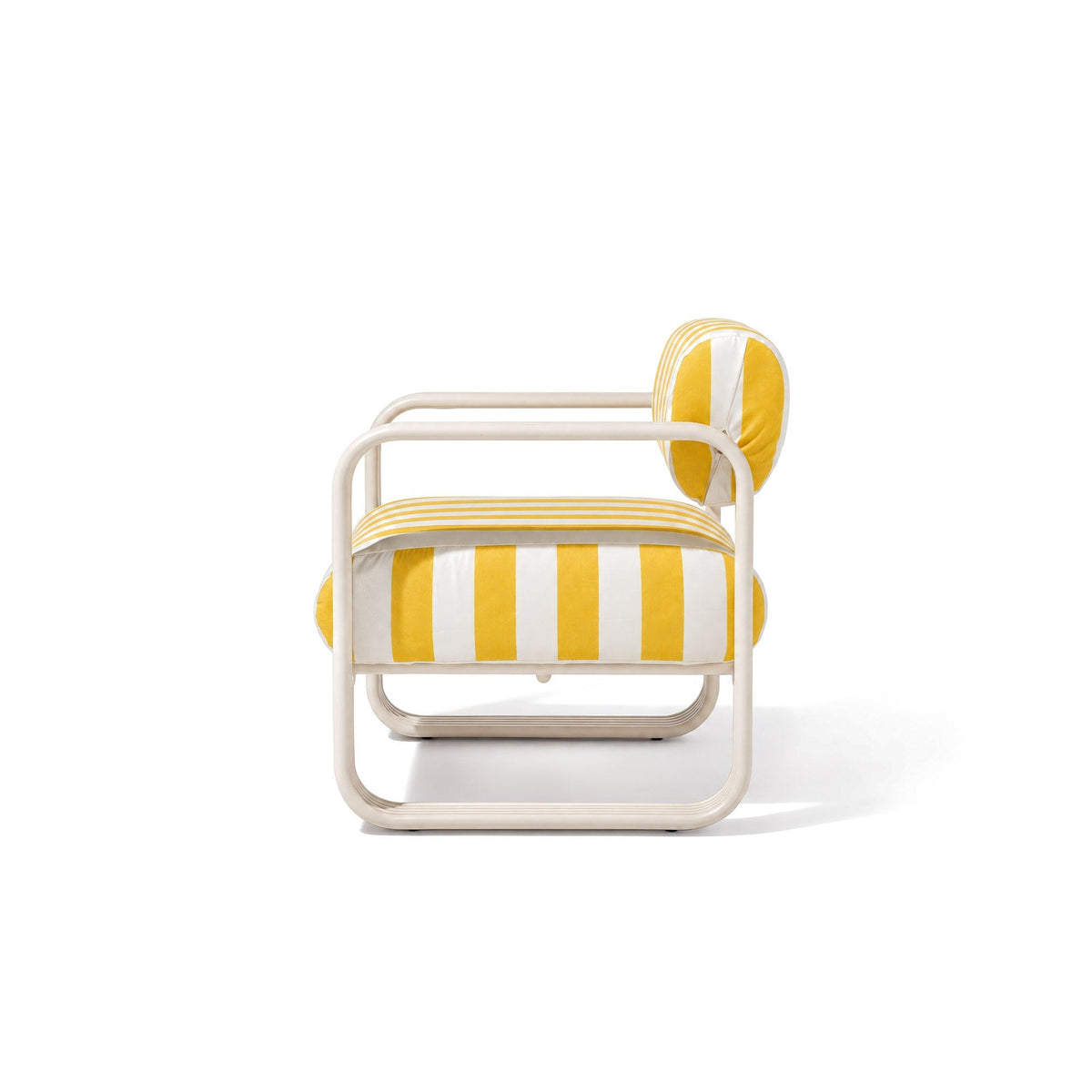 Contini Accent Chair in Crew Mimosa Yellow Stripe | Antique White Frame Contini Accent Chair Kit Business & Pleasure Co Aus