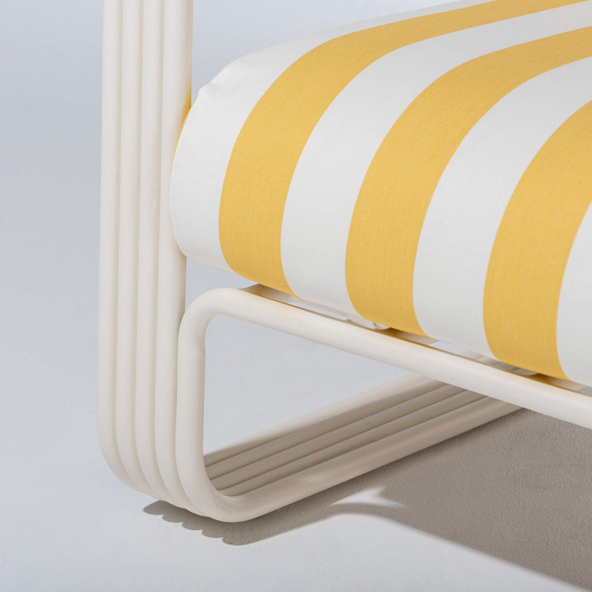 Contini Accent Chair in Crew Mimosa Yellow Stripe | Antique White Frame Contini Accent Chair Kit Business & Pleasure Co Aus