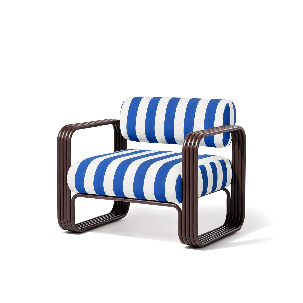 Contini Accent Chair in Crew Mediterranean Blue Stripe | Merlot Frame Contini Accent Chair Kit Business & Pleasure Co Aus