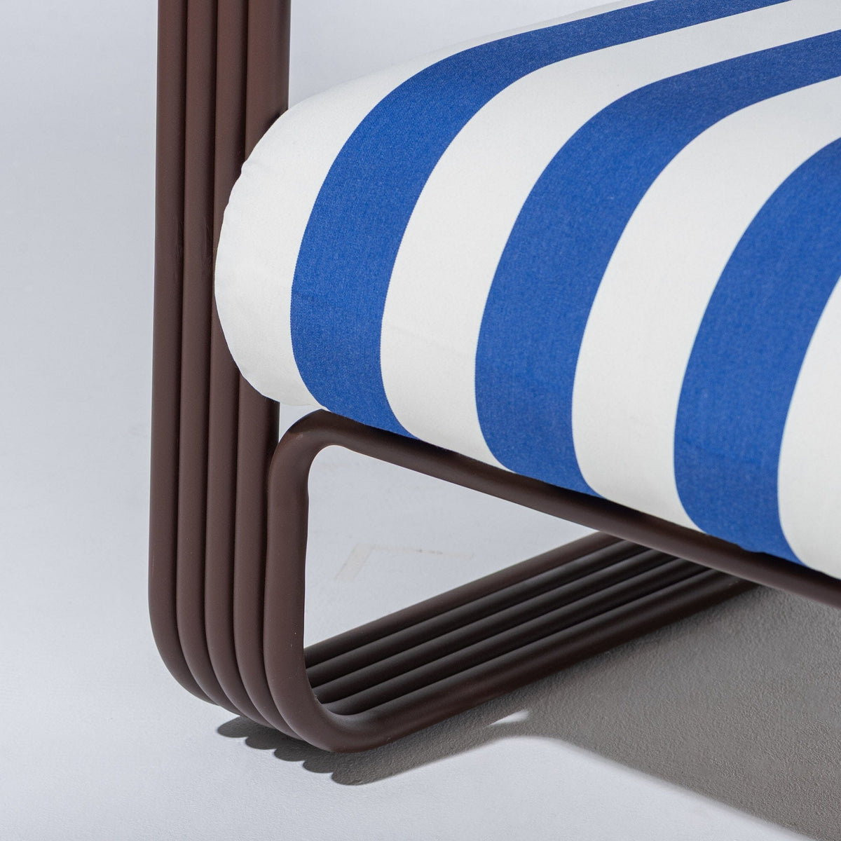 Contini Accent Chair in Crew Mediterranean Blue Stripe | Merlot Frame Contini Accent Chair Kit Business & Pleasure Co Aus