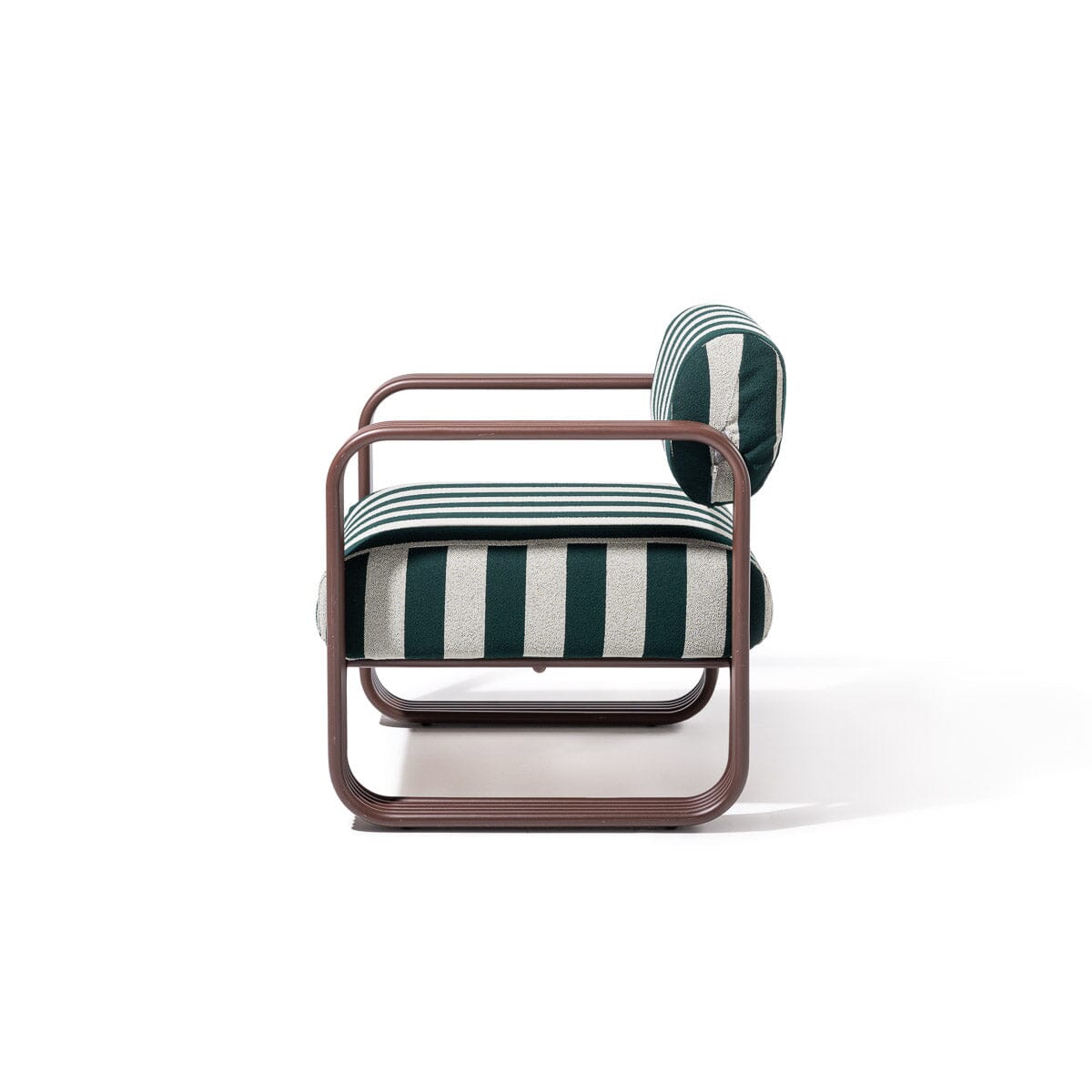 Contini Accent Chair in Terry Green Stripe | Merlot Frame Contini Accent Chair Kit Business & Pleasure Co Aus
